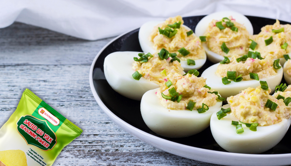 Salted Egg Deviled Eggs